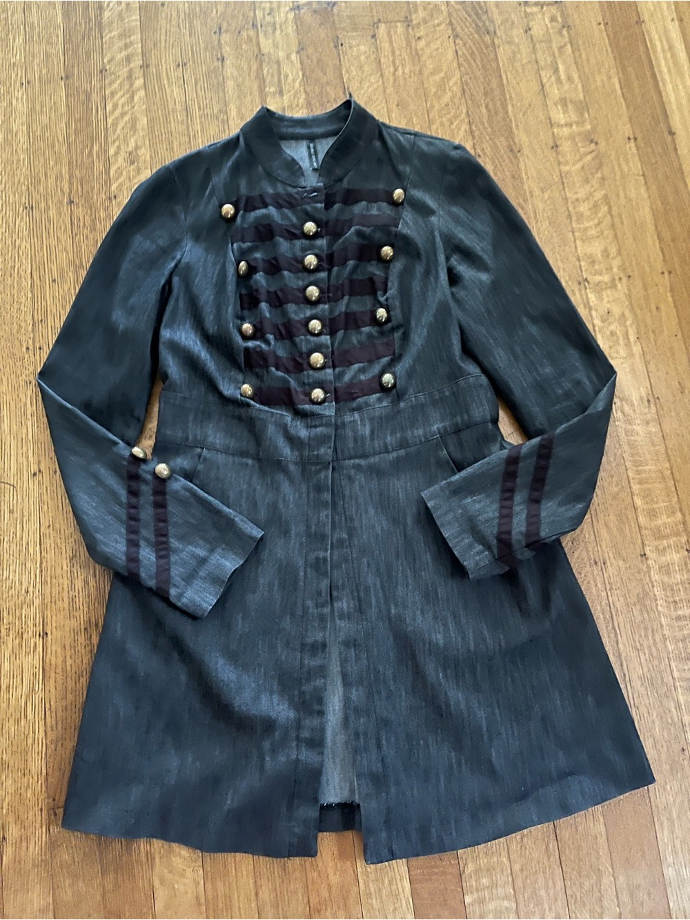 Vintage Black Military-Style Blazer with Gold Buttons